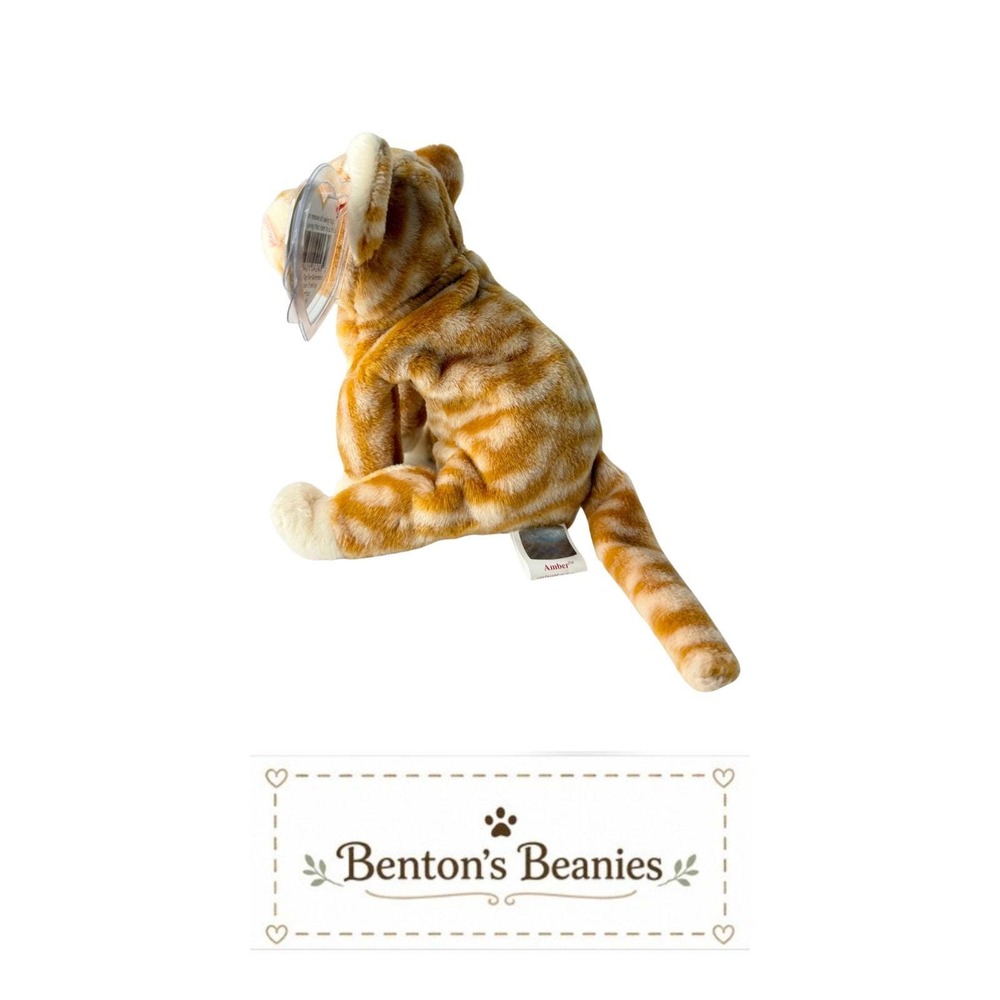 Amber the Cat Ty Beanie Baby | Golden Feline Friend 🐱 | Mint Heart Tag ⭐ - Picture 4 of 6